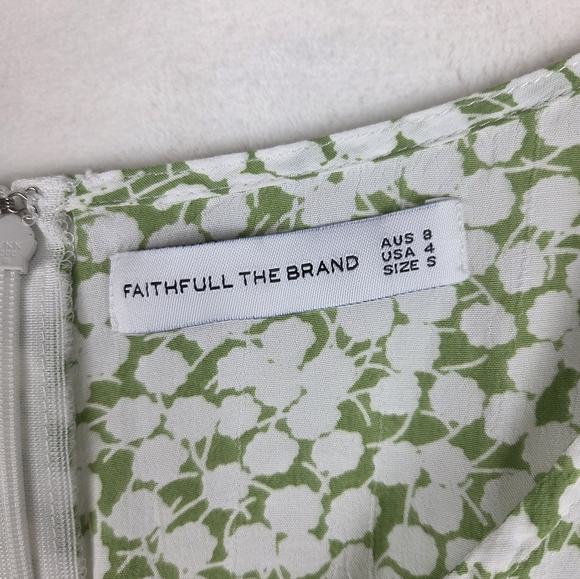 Faithfull The Brand La Barben Bella Floral Avocado Green Mini Dress 4